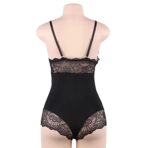 Black Teddy Bear with Floral Lace Detail S/M – Subblime