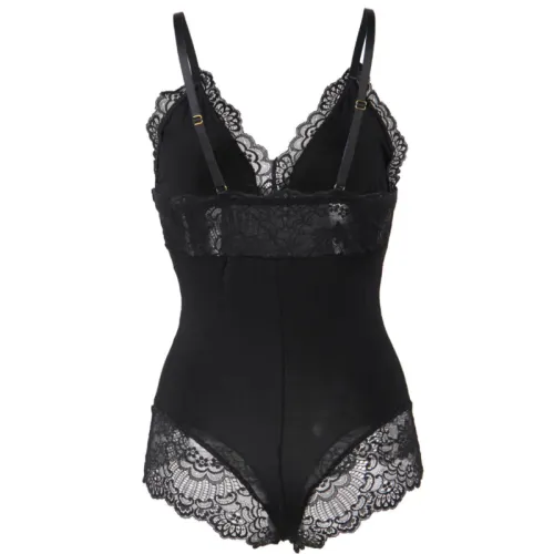 Black Teddy Bear with Floral Lace Detail S/M – Subblime