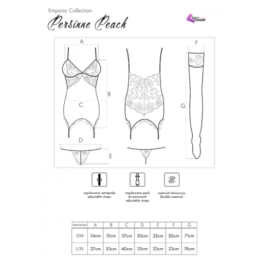 Persinne Peach Set Korset + Höschen + Strümpfe | Livco Corsetti Fashion