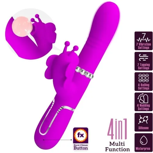 Rabbitvibrator 4 In 1 Schmetterling Fuchsia | Pretty Love