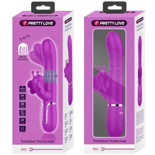 Rabbitvibrator 4 In 1 Schmetterling Fuchsia | Pretty Love