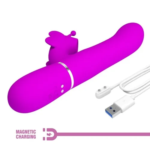 Rabbitvibrator 4 In 1 Schmetterling Fuchsia | Pretty Love
