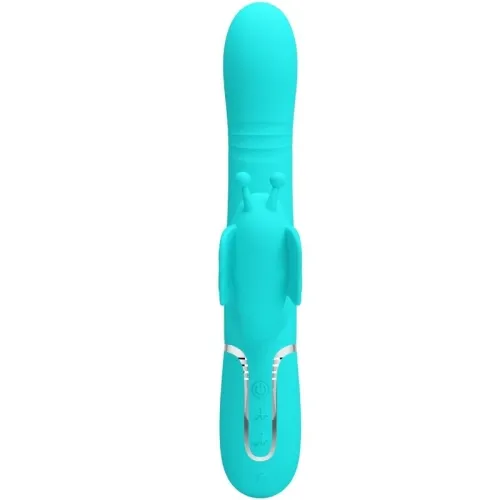 Rabbit vibrator 4 in 1 butterfly aqua green | Pretty Love