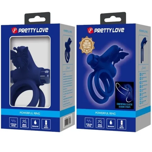 Jamele Double Ring with Vibration & Butterfly Blue – Pretty Love