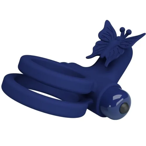 Jamele Double Ring with Vibration & Butterfly Blue – Pretty Love