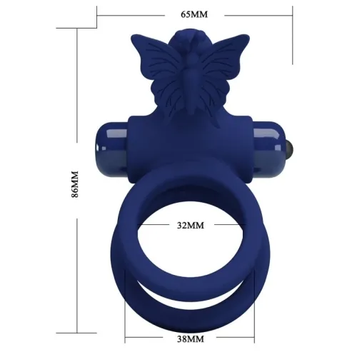 Jamele Double Ring with Vibration & Butterfly Blue – Pretty Love