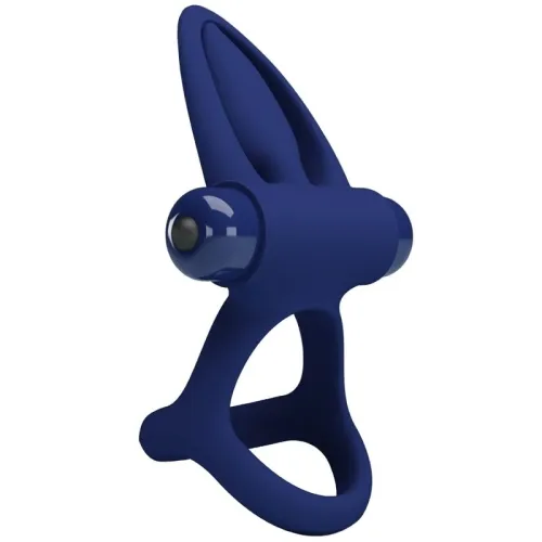 Double Ring with Vibration & Stimulator Blue – Pretty Love