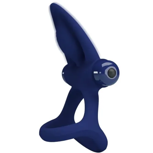 Double Ring with Vibration & Stimulator Blue – Pretty Love