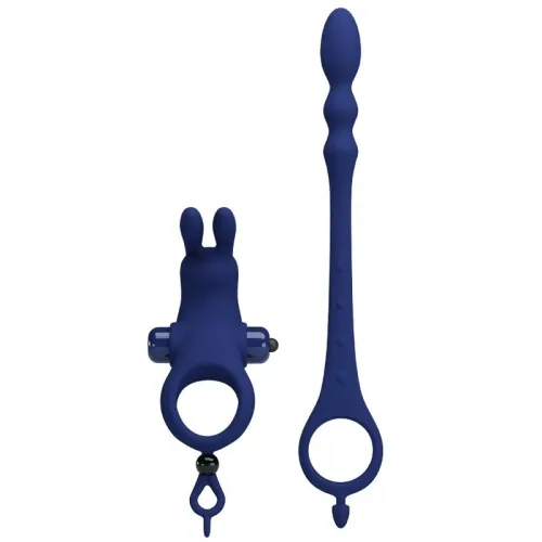 Ayad Rabbit Vibrator Ring with Plug, Blue – Pretty Love