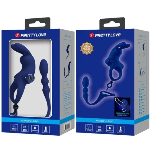 Ayad Rabbit Vibrator Ring with Plug, Blue – Pretty Love