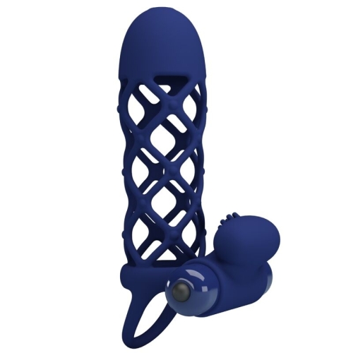PRETTY LOVE - GIANN VIBRATORRING MIT SILIKONHÜLLE BLAU hochkant
