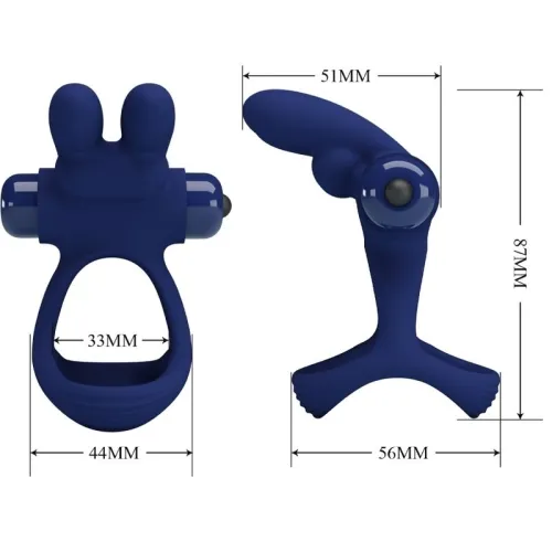 Francisco Double Vibrating Ring Rabbit Blue – Pretty Love