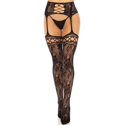 Strumpfstrümpfe Aus Blumenspitze, Schwarz | Leg Avenue
