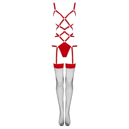 Thiara Lc 20213 Set Body + Strümpfe Rot S/M | Livco Corsetti Fashion