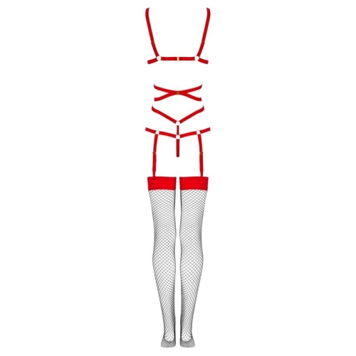 Thiara Lc 20213 Set Body + Strümpfe Rot S/M | Livco Corsetti Fashion