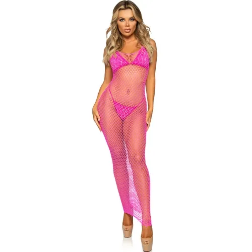 Langes Netzkleid Pink Os – Leg Avenue