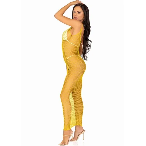 Langes Netzkleid Gelb Os – Leg Avenue