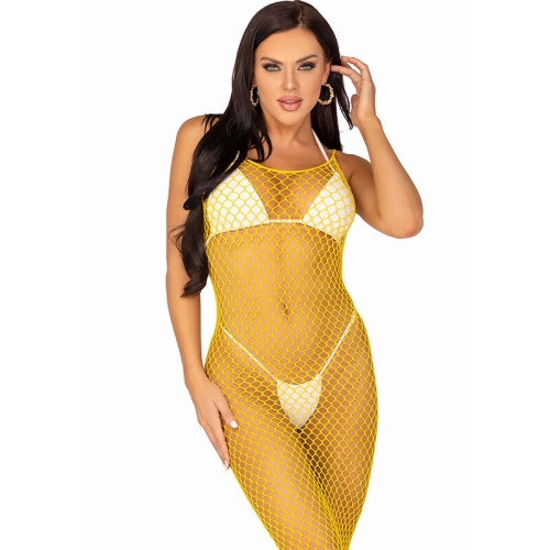 Langes Netzkleid Gelb OneSize | Leg Avenue
