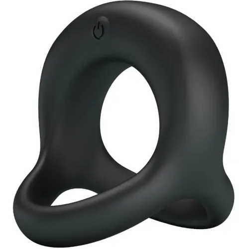 Schwarzer Silikonring mit integriertem Ein-/Ausschalter, ergonomisch geformt.