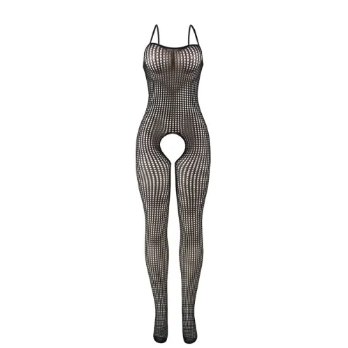 Black Elastic Mesh Bodystocking with Crotchless Bottoms – Subblime