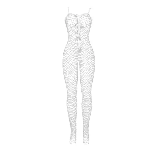 Bodystocking Weisses Netz Mit Schleifen Im Schritt – Subblime