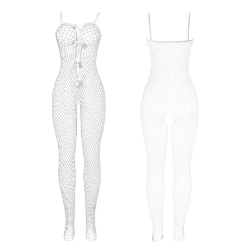 Bodystocking Weisses Netz Mit Schleifen Im Schritt – Subblime