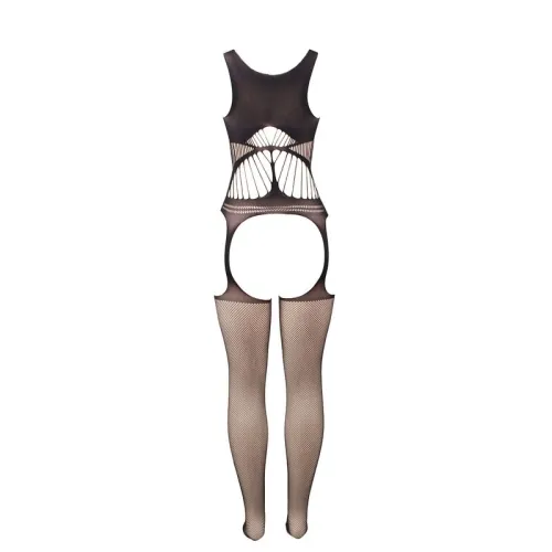 Mesh Bodystocking Without Crotch With Cups and Open Shoulders Black – Subblime