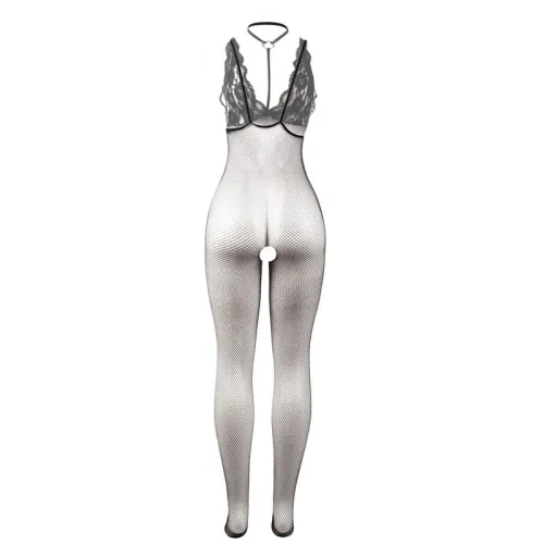 Black Transparent Mesh Bodystocking with Crotchless Bottoms – Subblime