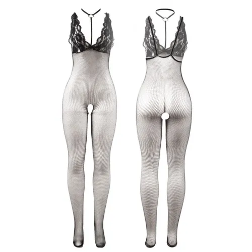 Black Transparent Mesh Bodystocking with Crotchless Bottoms – Subblime