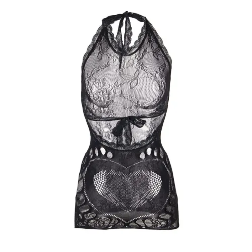 Kurzes Netzkleid Mit Rücken Und Herzdetail Schwarz – Subblime