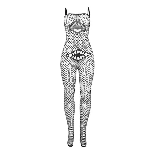 Netz-Bodystocking Mit Details Auf Brust + Bauch Schwarz – Subblime
