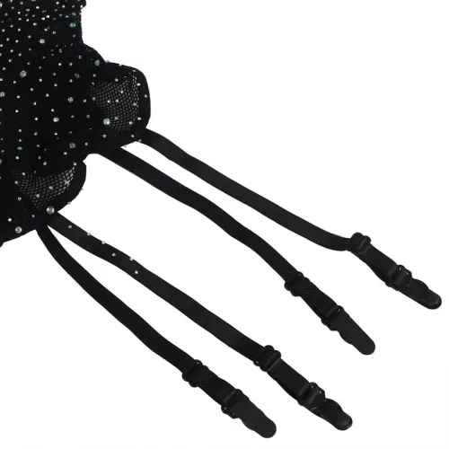 Black Mesh Bodystocking with Gloves and Diamonds – Subblime