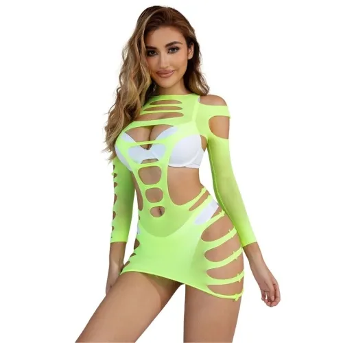 Green Long Sleeve Elastic Mesh Bodystocking – Sublime