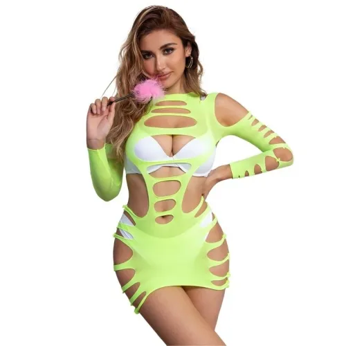 Green Long Sleeve Elastic Mesh Bodystocking – Sublime