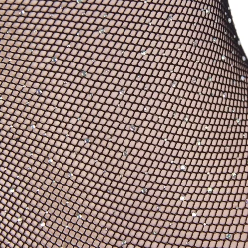Shiny Mesh Bodystocking with Off-the-Shoulder Long Sleeves, Black – Subblime