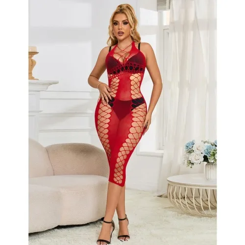 Long Red Mesh Dress – Subblime