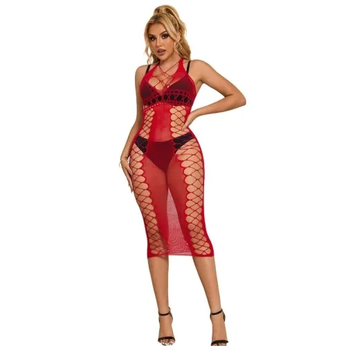 Long Red Mesh Dress – Subblime