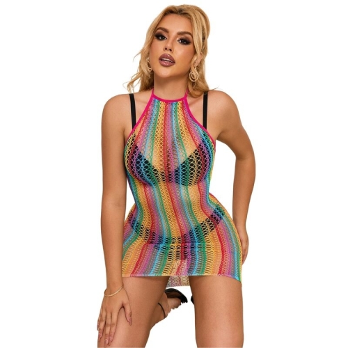 SUBBLIME - 952341 REGENBOGEN-NETZ-BODYSTOCKING EINE GRÖSSE