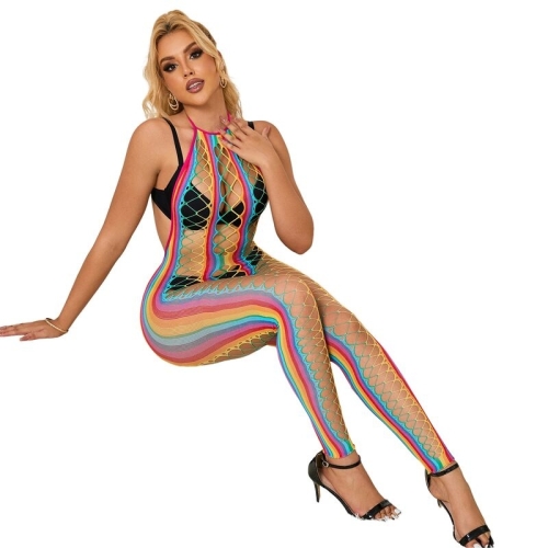 SUBBLIME - 952358 RAINBOW NECKHOLDER NETZ BODYSTOCKING EINE GROSSE