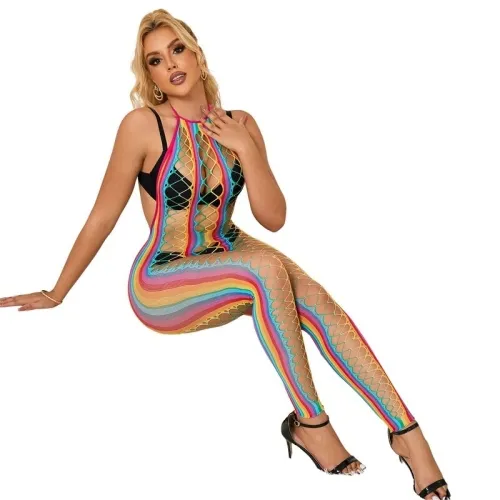 Rainbow Neckholder Netz Bodystocking Grosse – Subblime