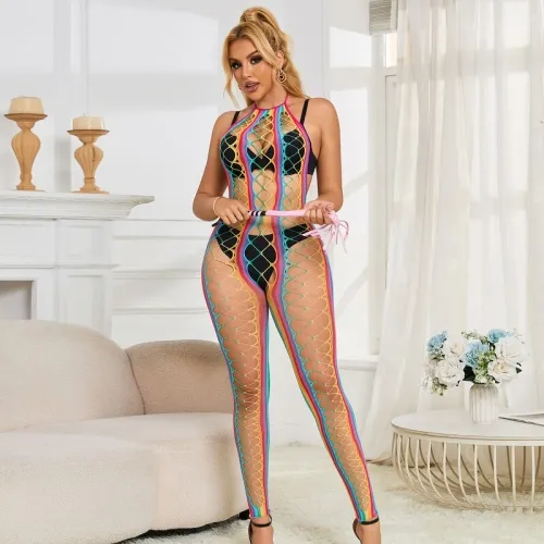 Rainbow Neckholder Netz Bodystocking Grosse – Subblime