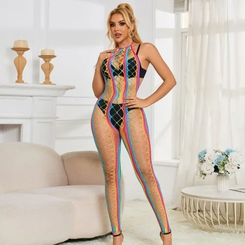 Rainbow Neckholder Netz Bodystocking Grosse – Subblime