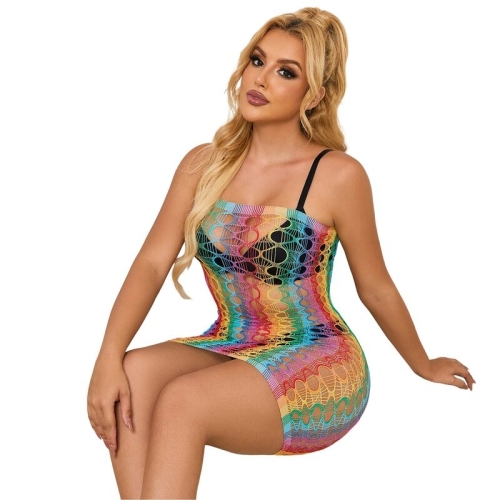 SUBBLIME - 952365 RAINBOW NETZ-BODYSTOCKING MIT FREIEN SCHULTERN EINE GRÖSSE