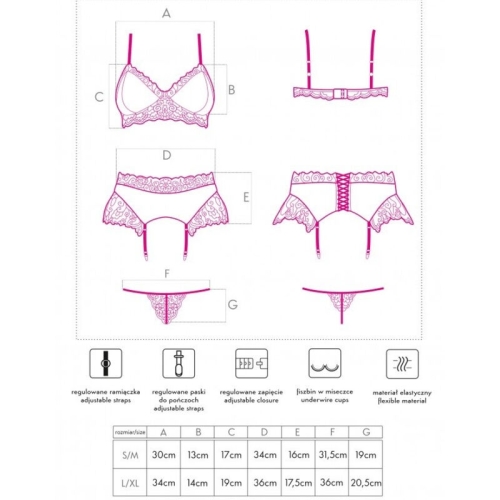 Nahir Lc 20214 BH + Höschen + Strumpfgürtel L/XL | Livco Corsetti Fashion