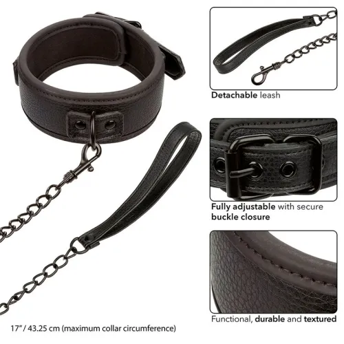 Nocturnal Leather Collar & Leash Black – Calex