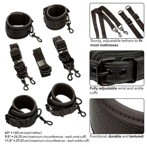Nocturnal Bettfesseln Leder Verstellbar Schwarz – Calex