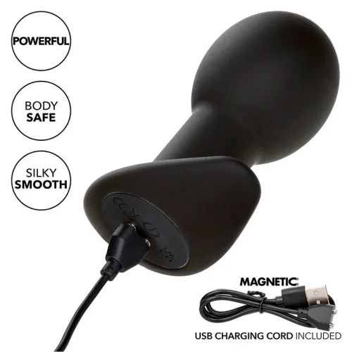 Rock Bottom Anal Plug 10 Modes Silicone Black – Calex
