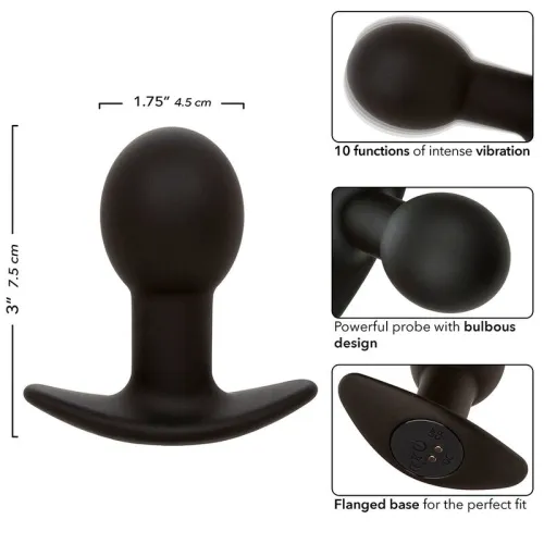 Rock Bottom Anal Plug 10 Modes Silicone Black – Calex