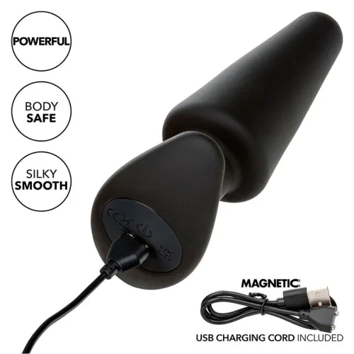 Rock Bottom Tapered Anal Plug 10 Modes Silicone Black – Calex