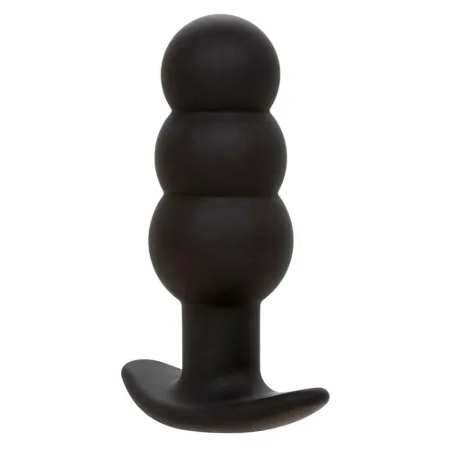 Rock Bottom Anal Plug with Beads, 10 Modes, Silicone, Black – Calex